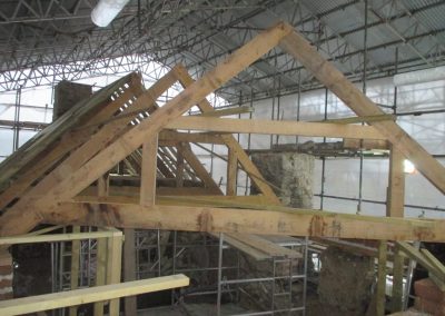 Historic rundown building being reconstructed